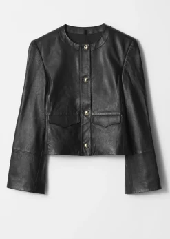 Kragenlose Lederjacke
