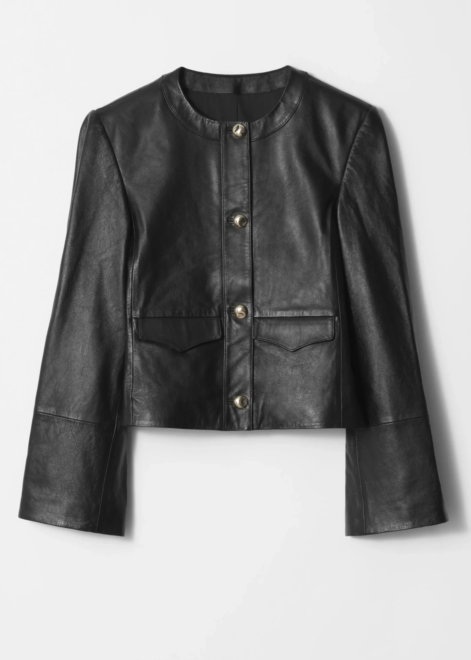 Kragenlose Lederjacke