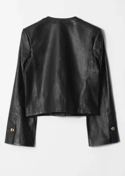 Kragenlose Lederjacke
