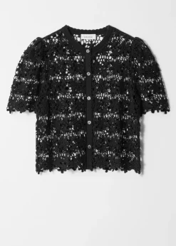 Kurzärmlige Häkelstrickjacke