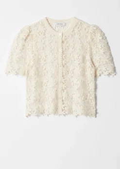 Kurzärmlige Häkelstrickjacke