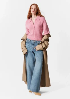 Kurzärmlige Strickjacke aus Alpaka-Mix
