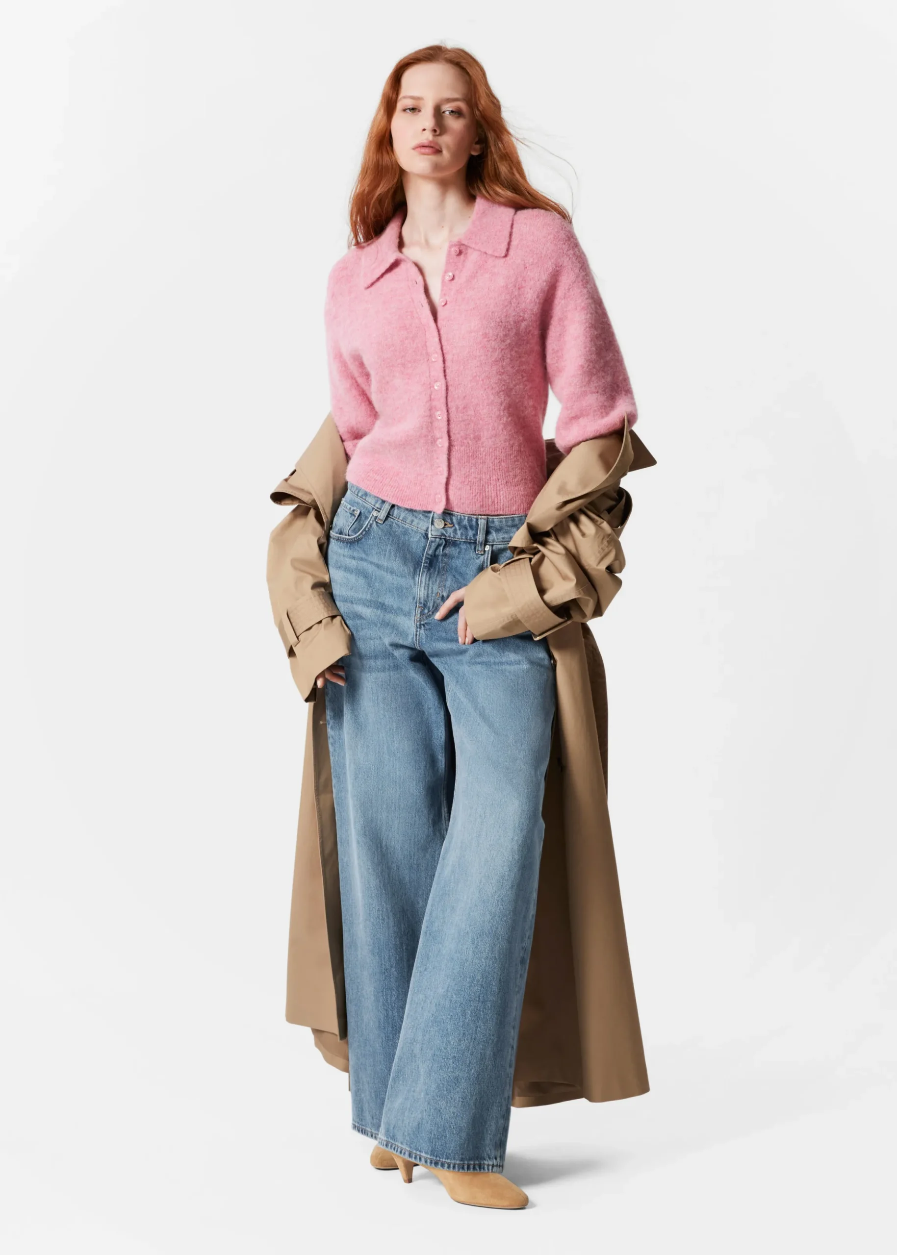Kurzärmlige Strickjacke aus Alpaka-Mix