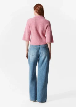 Kurzärmlige Strickjacke aus Alpaka-Mix