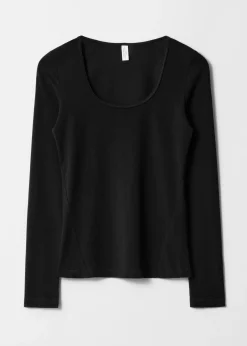 Langarmshirt aus Jersey mit tiefem Ausschnitt