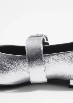 Leder-Ballerinas mit Schnalle