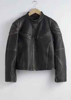 Lederjacke mit Steppnähten