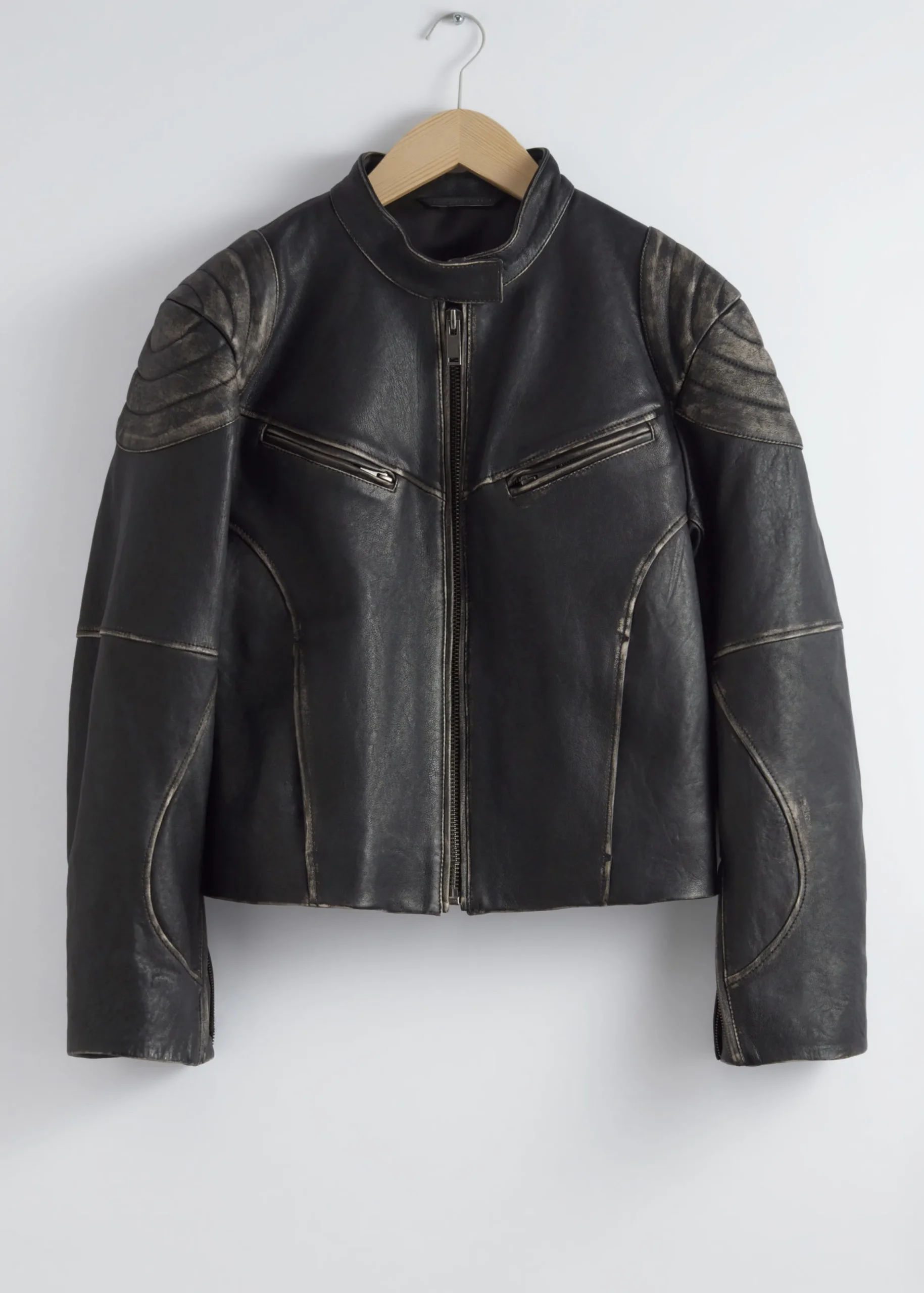 Lederjacke mit Steppnähten