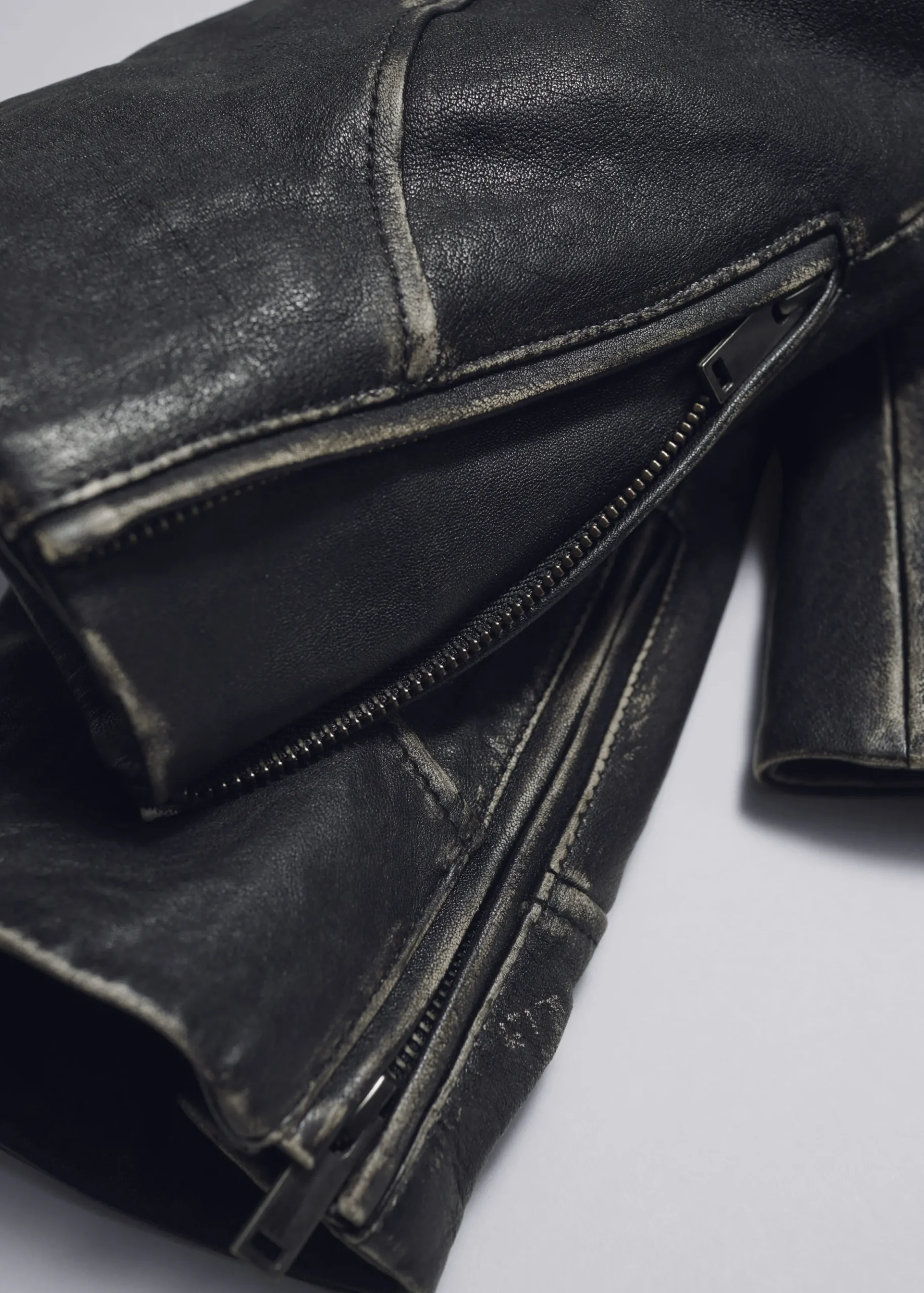 Lederjacke mit Steppnähten