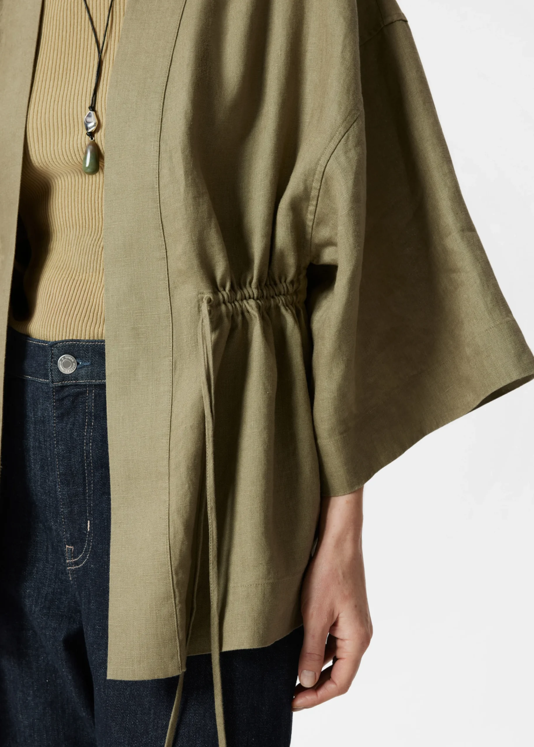 Leinenblazer mit Kordelzug