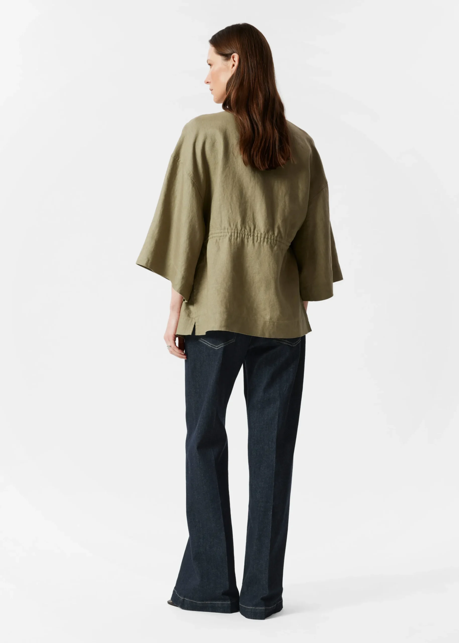 Leinenblazer mit Kordelzug