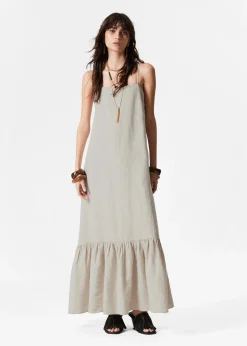 Leinen-Maxikleid mit schmalen Trägern