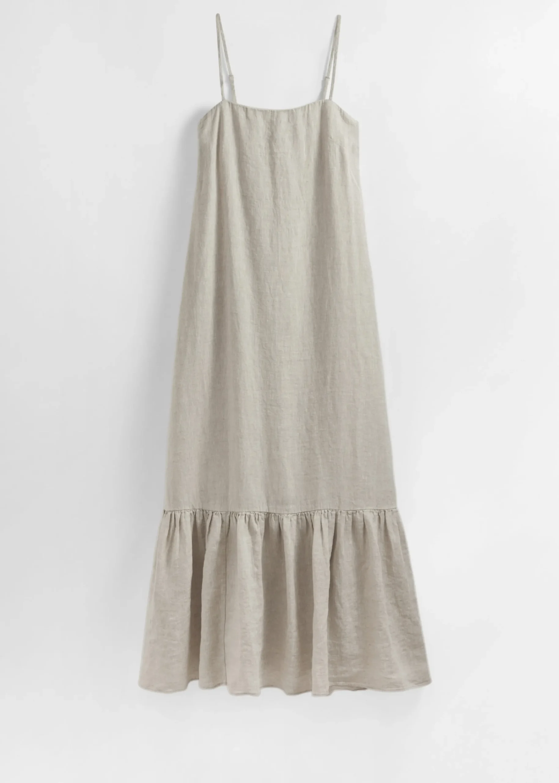 Leinen-Maxikleid mit schmalen Trägern