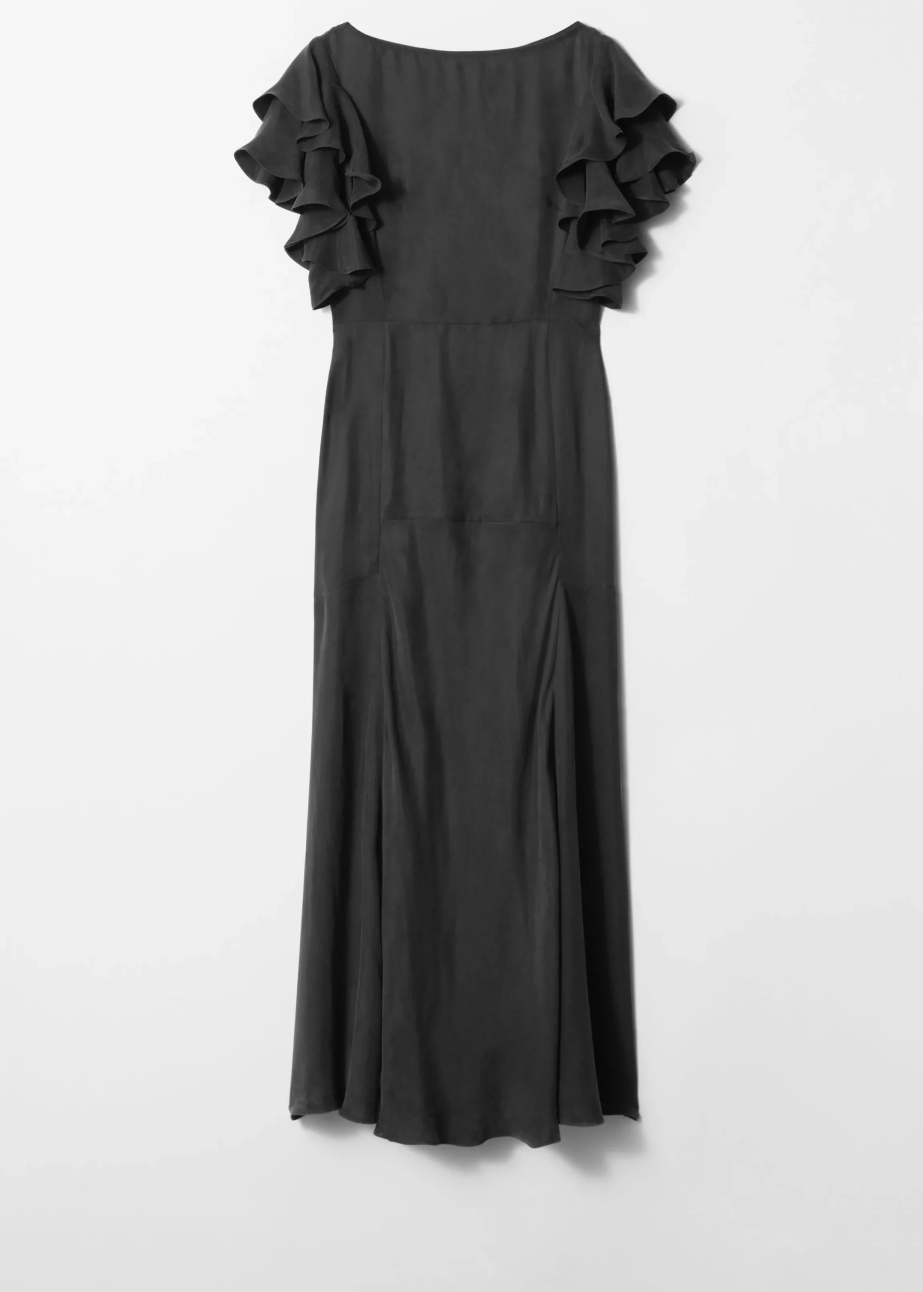 Maxikleid aus Satin mit Volants