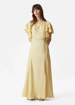 Maxikleid aus Satin mit Volants