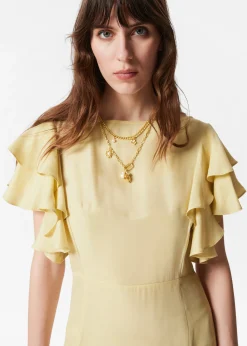 Maxikleid aus Satin mit Volants