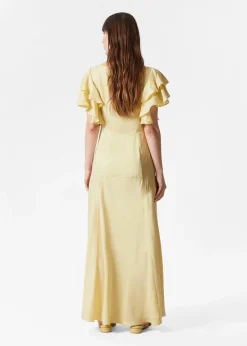 Maxikleid aus Satin mit Volants