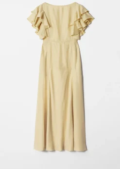 Maxikleid aus Satin mit Volants