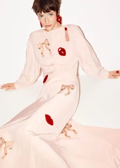 Maxikleid mit Perlenstickerei