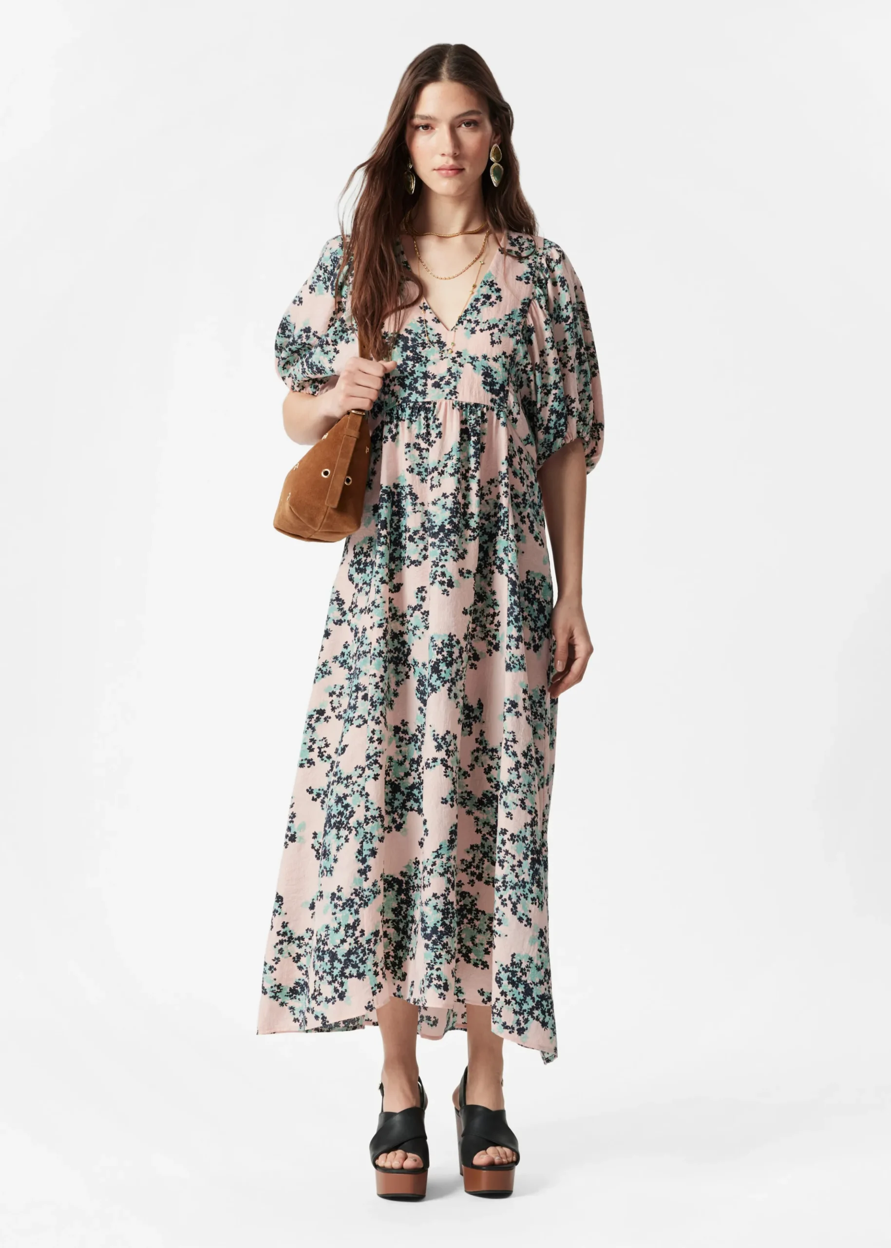 Maxikleid mit Puffärmeln