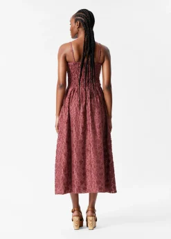 Maxikleid mit Smok-Details