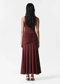 Maxikleid mit V-Ausschnitt und Rüschen
