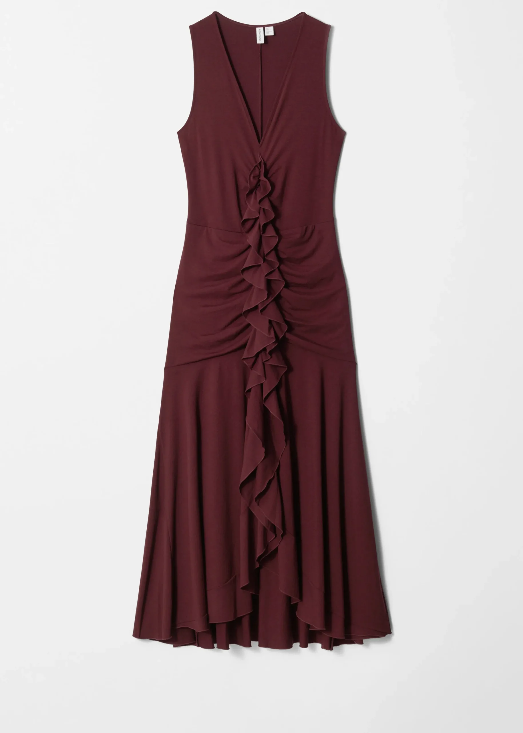 Maxikleid mit V-Ausschnitt und Rüschen