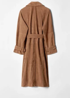 Maxi-Trenchcoat aus Veloursleder