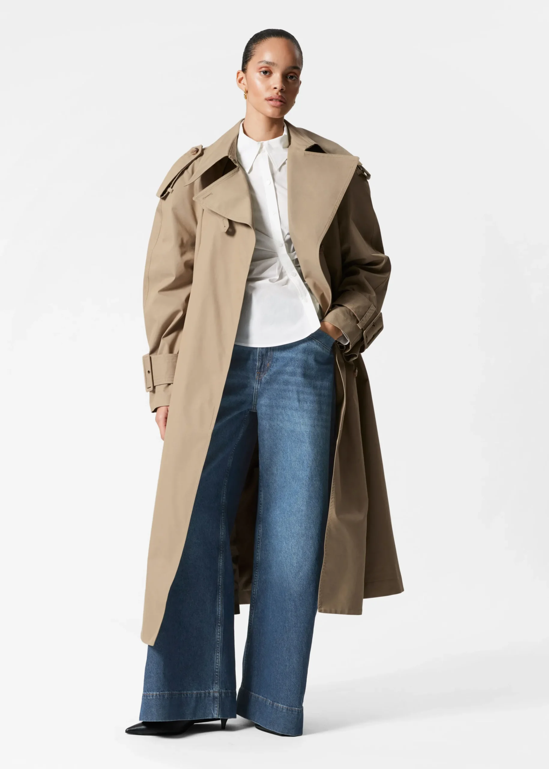 Maxi-Trenchcoat mit Gürtel