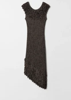 Midikleid aus Rippstrick mit Fransen