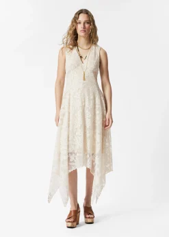 Midikleid aus Spitze mit V-Ausschnitt