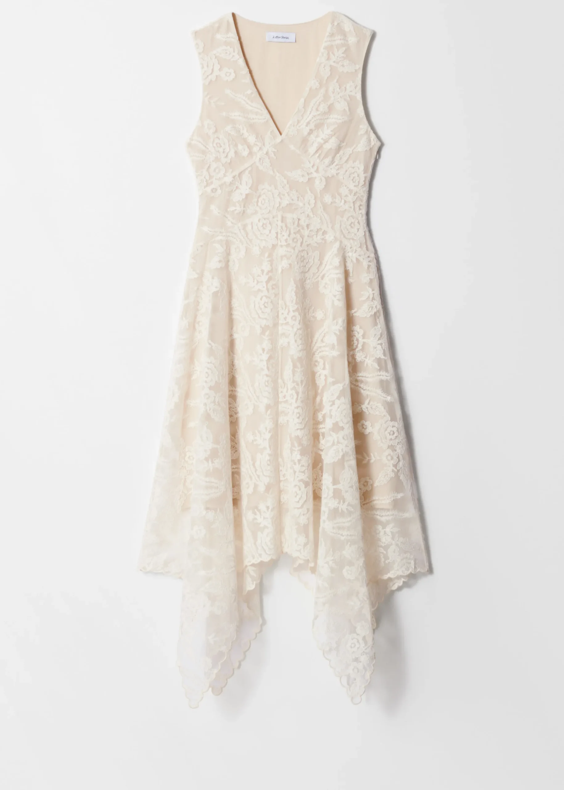 Midikleid aus Spitze mit V-Ausschnitt