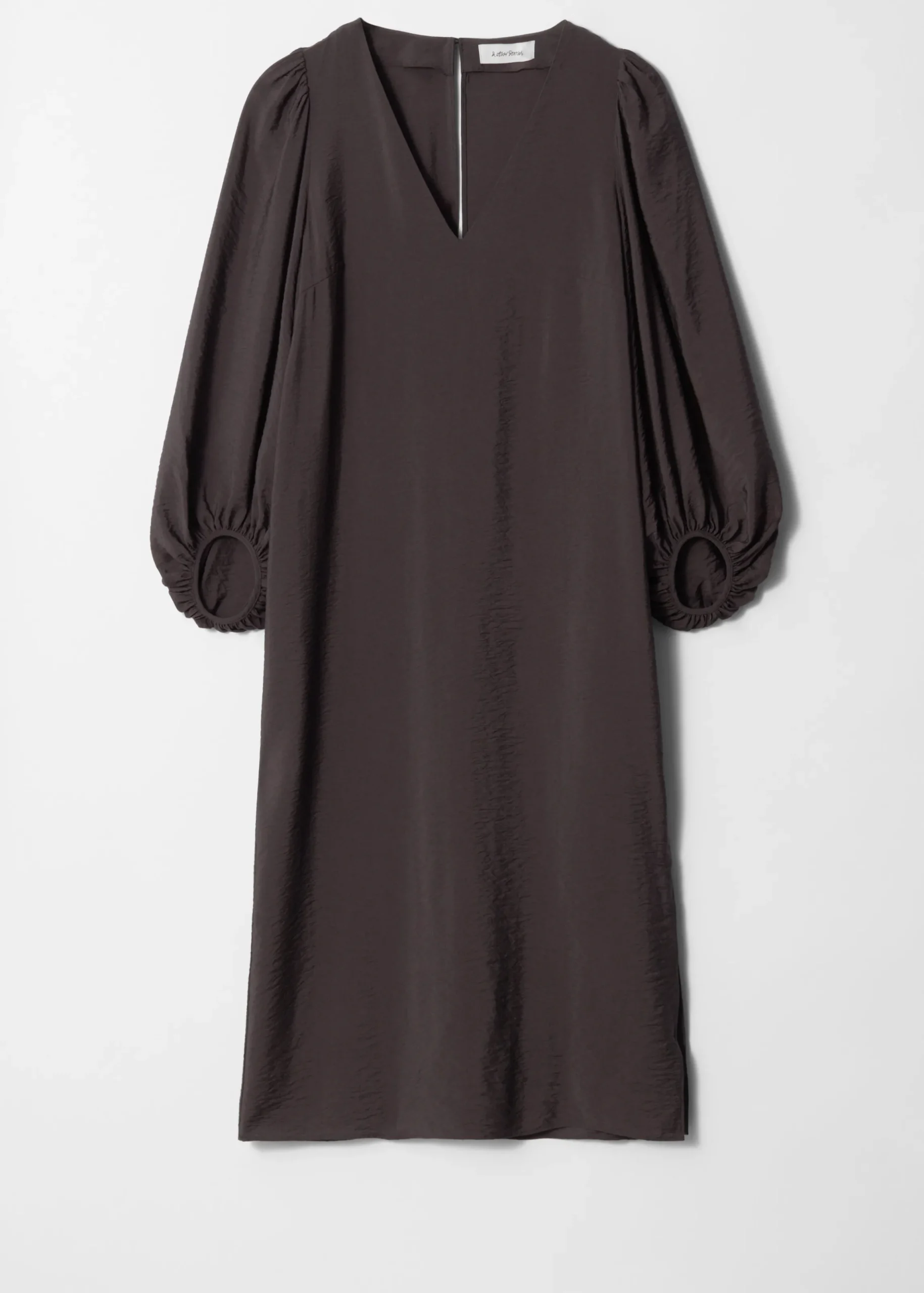 Midikleid mit Puffärmeln und V-Ausschnitt