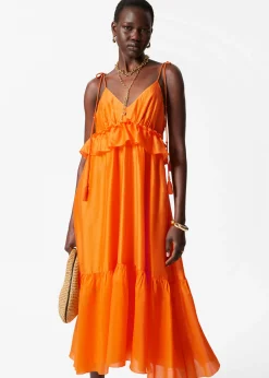 Midikleid mit schmalen Trägern