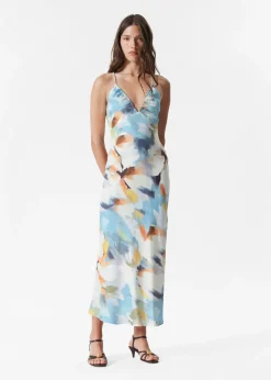 Midi-Trägerkleid aus Satin