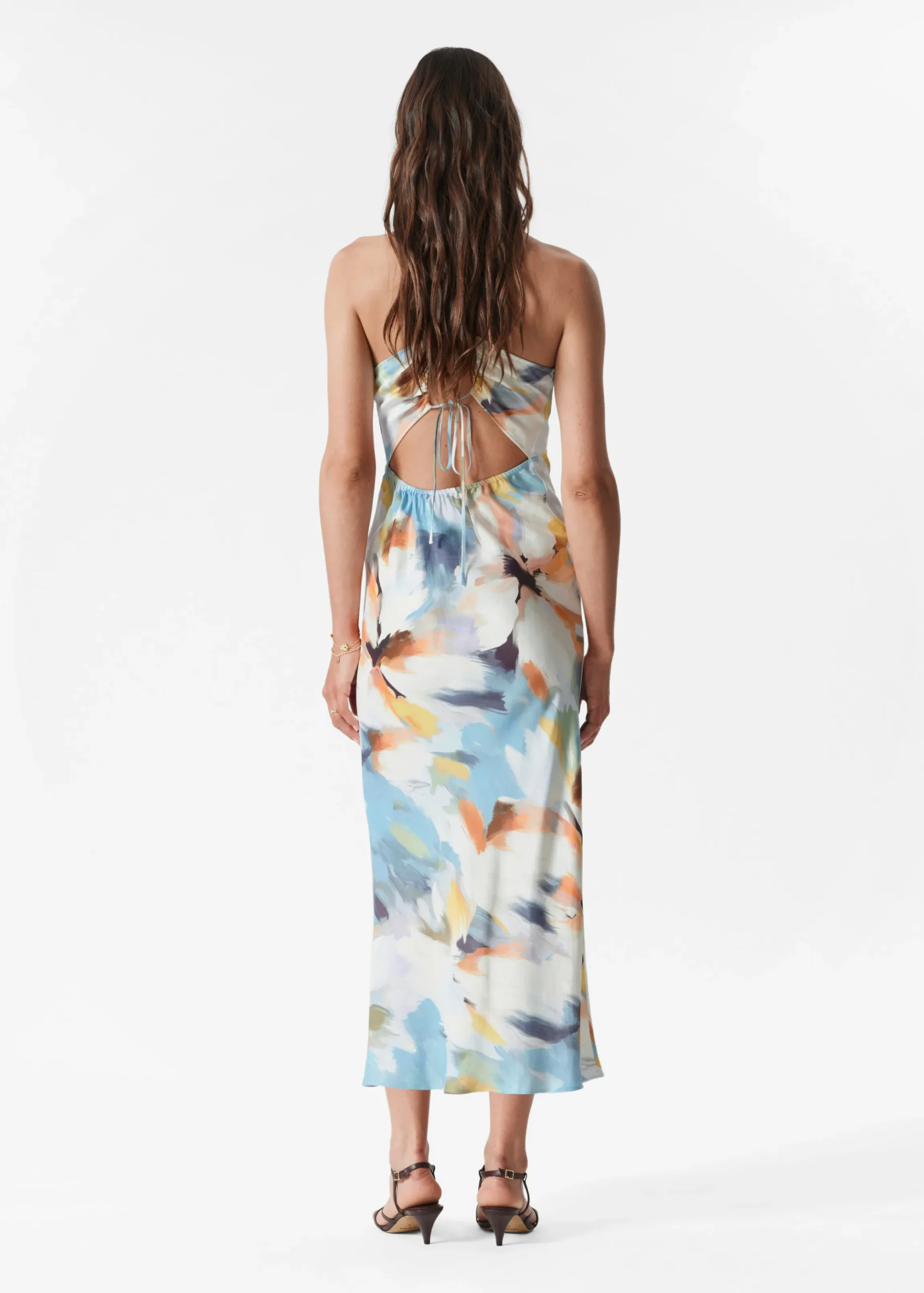 Midi-Trägerkleid aus Satin