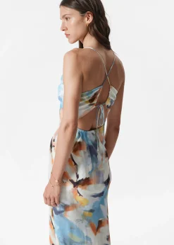 Midi-Trägerkleid aus Satin