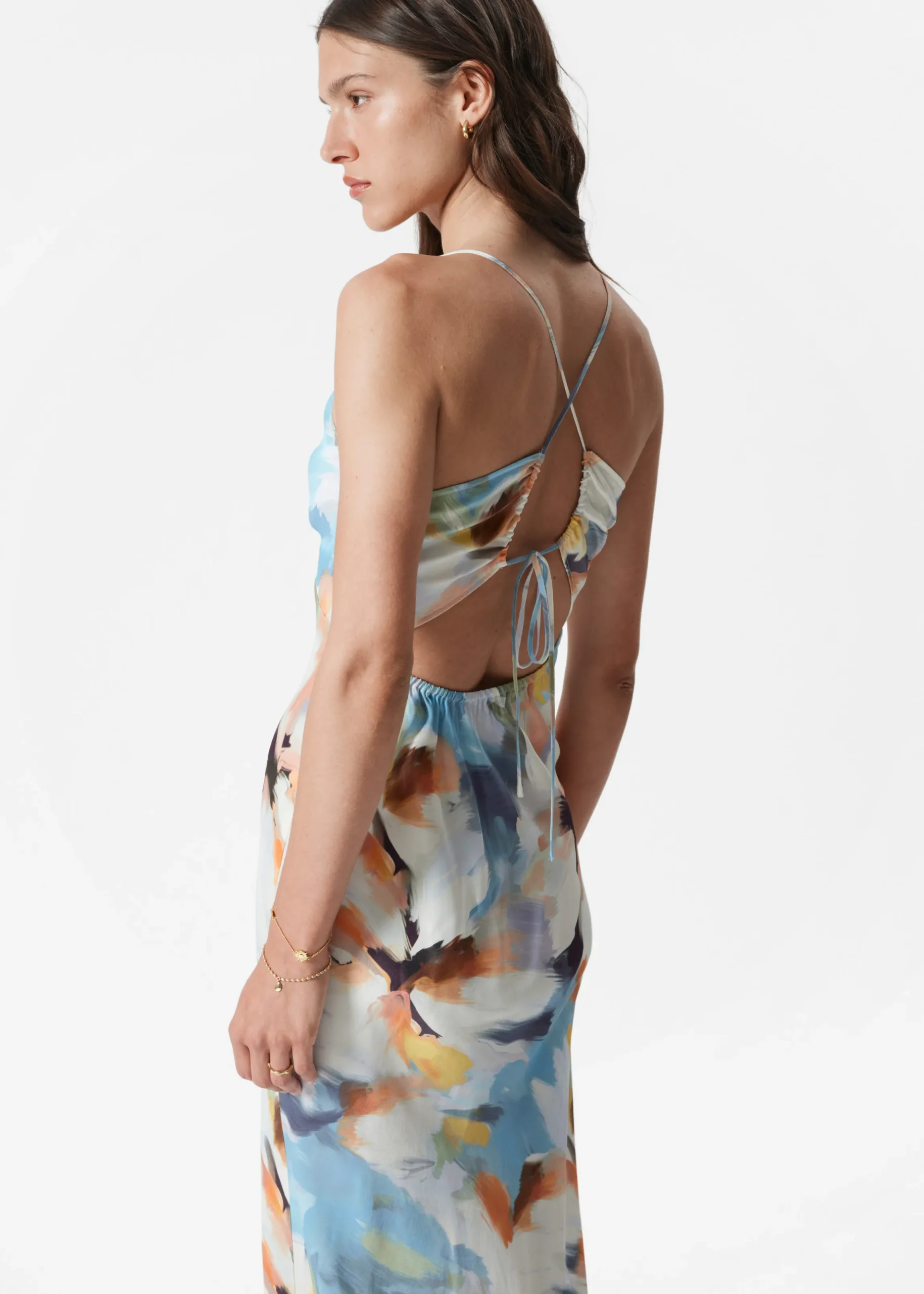 Midi-Trägerkleid aus Satin
