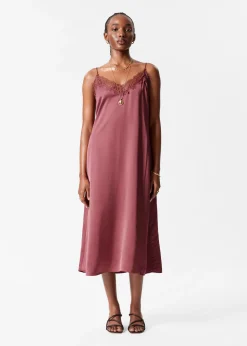 Midi-Trägerkleid aus Satin