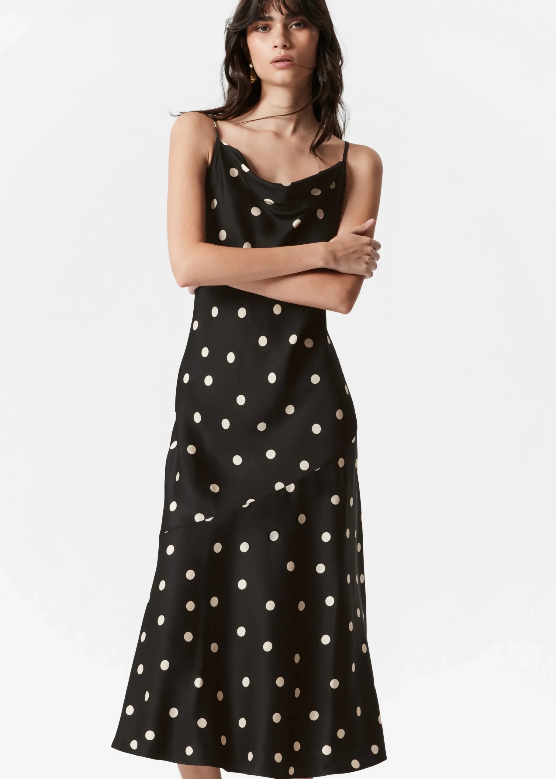 Midi-Trägerkleid aus Satin