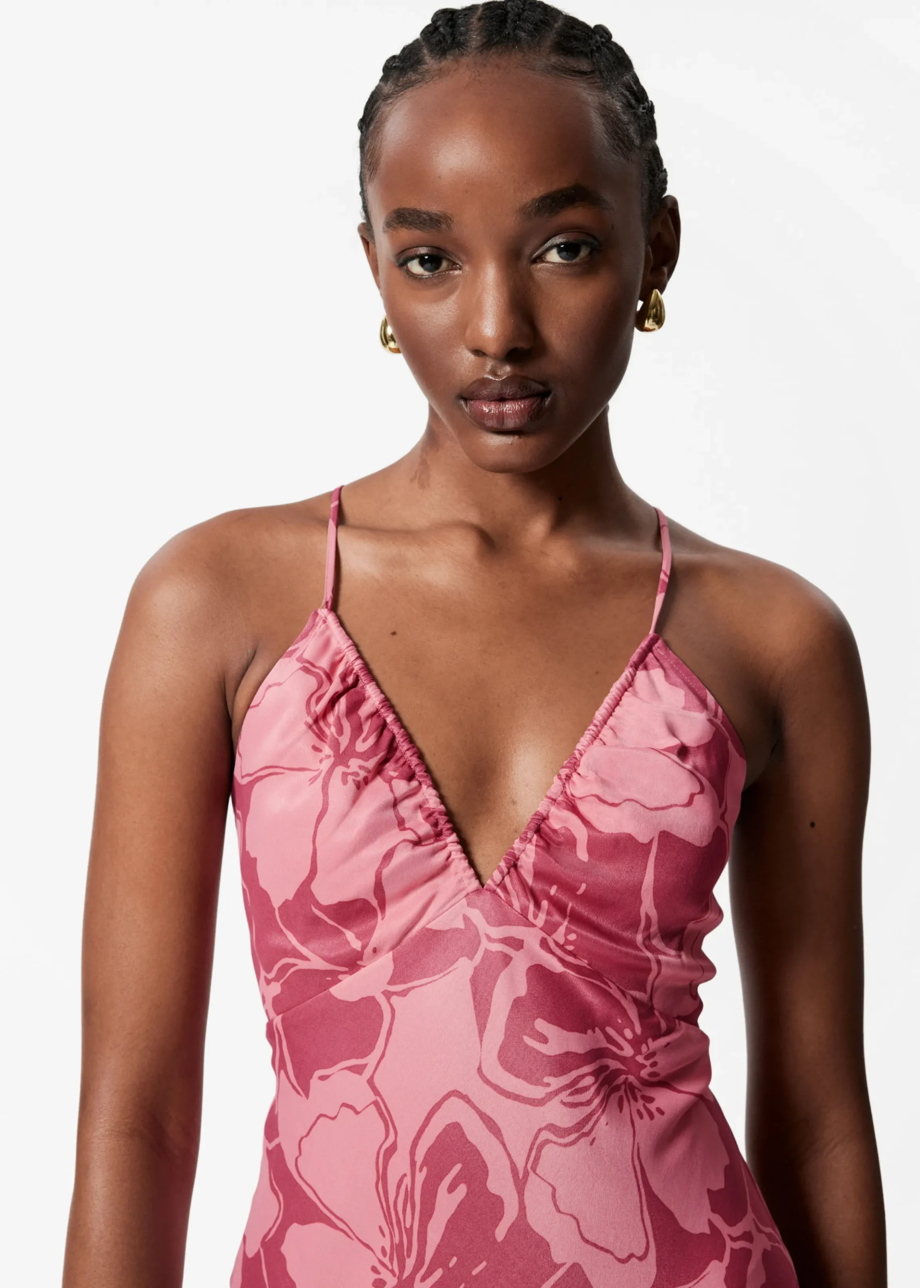 Midi-Trägerkleid aus Satin