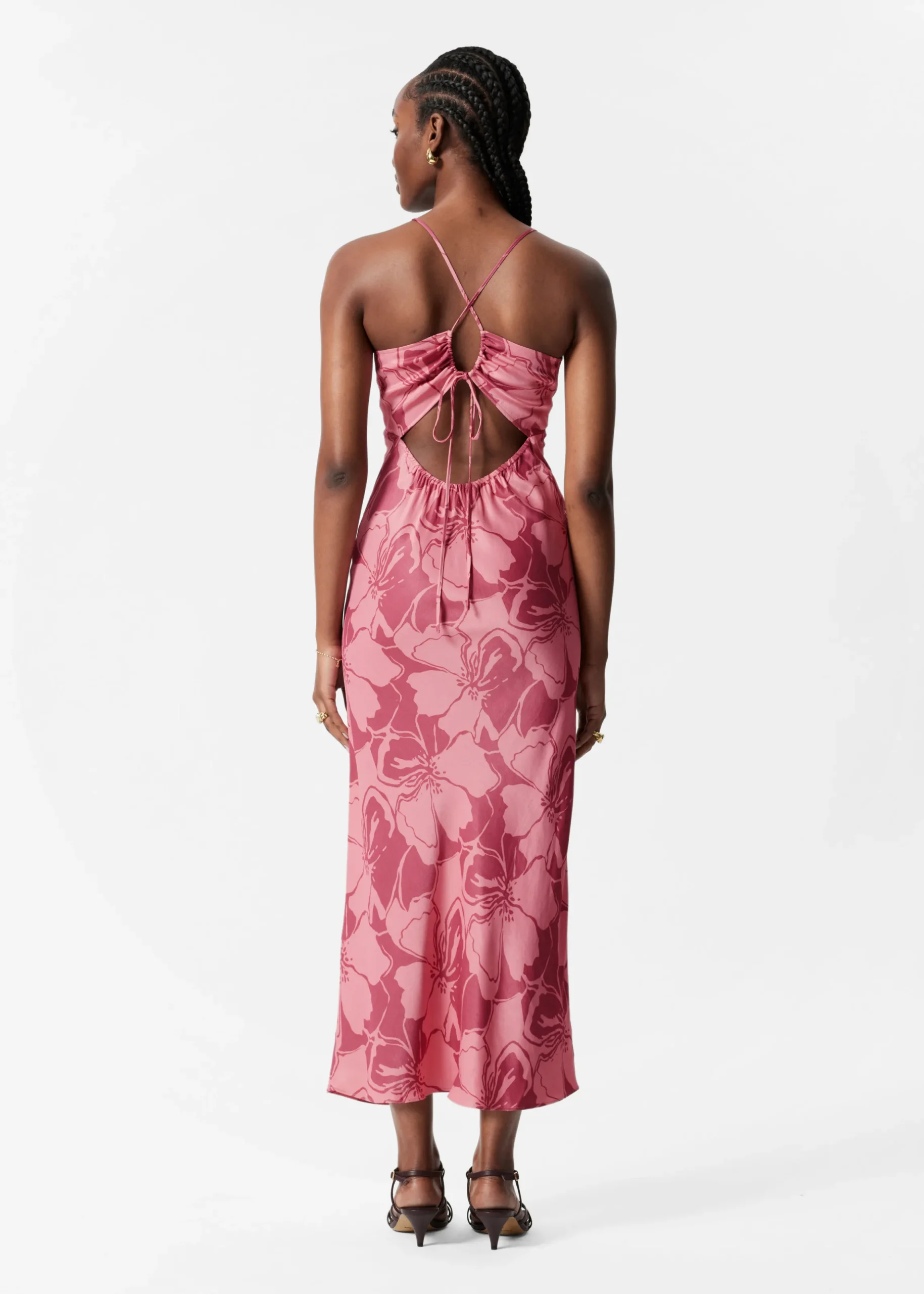 Midi-Trägerkleid aus Satin