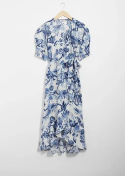 Midi-Wickelkleid aus Leinen