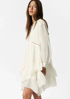 Minikleid aus Ramie mit Rüschen