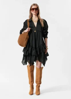Minikleid aus Ramie mit Rüschen