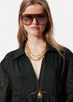 Minikleid aus Ramie mit Rüschen