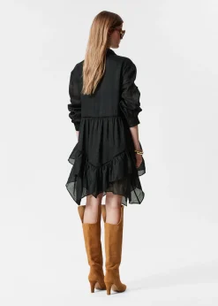 Minikleid aus Ramie mit Rüschen