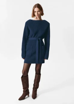 Minikleid aus Wolle mit Gürtel