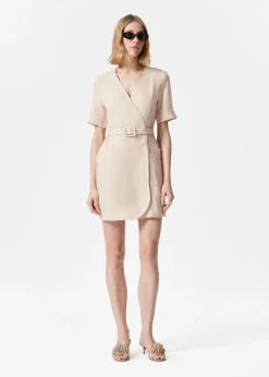 Mini-Leinenkleid mit Gürtel