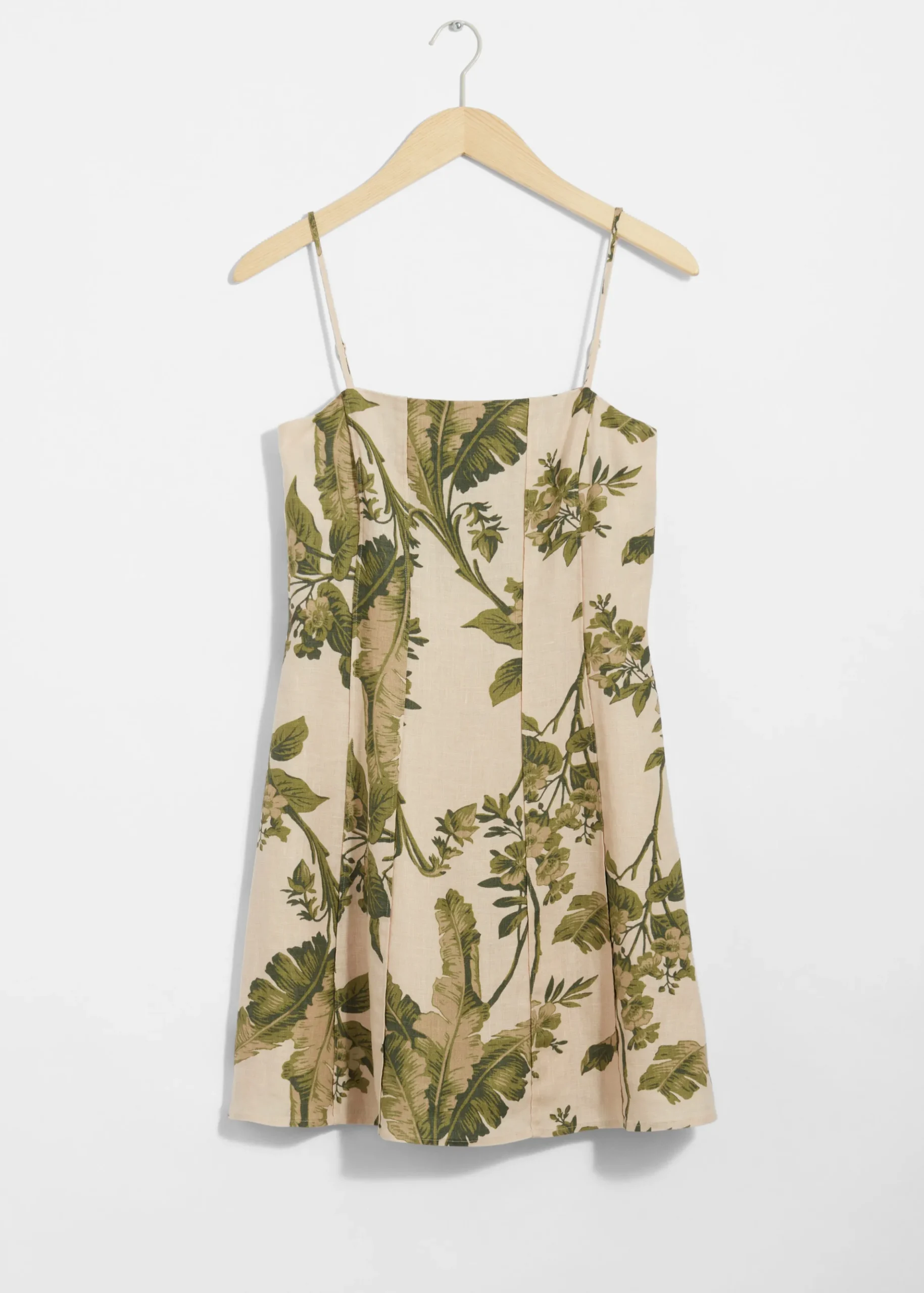 Mini-Leinenkleid mit schmalen Trägern